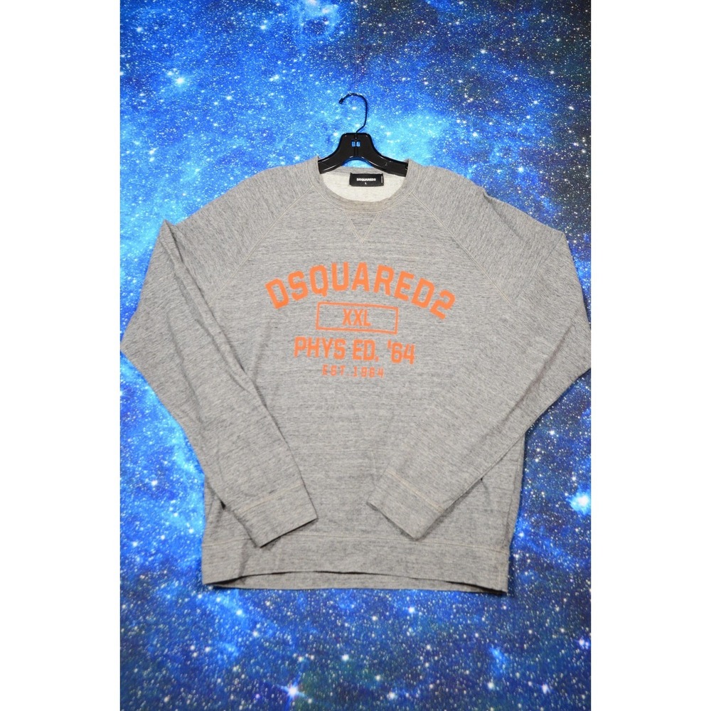 Dsquared2 Sweatshirt Mens Large Gray Phys Ed Graphic Pullover Made In Italy